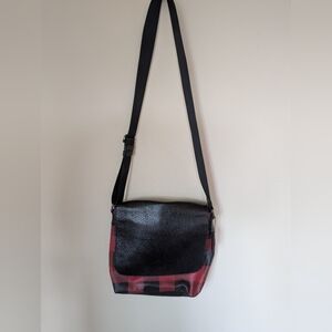 Coach Black and Red Plaid Shoulder Bag